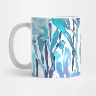 Blue velvety ink floral design Mug